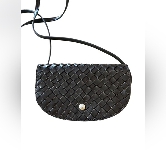 Patricia Nash Black Leather Woven Belt Bag (Missing Belt) Woven Crossbody Bag - Picture 2 of 11